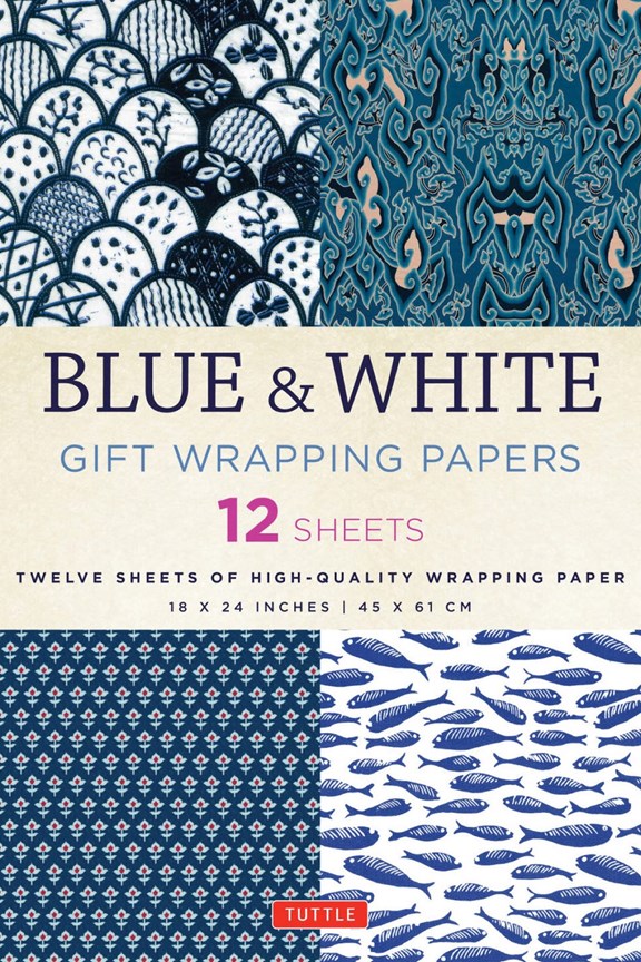 Tuttle - Blue & White Gift Wrapping Paper (Set of 12)