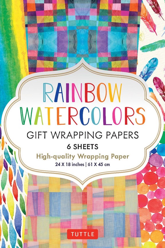 Tuttle - Rainbow Watercolors Gift Wrapping Paper (Set of 6)