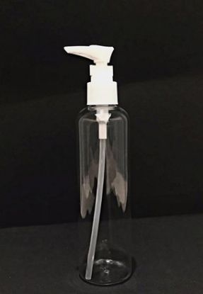 250ml PET Cylindrical Clear Pump Lotion Dispenser with clip 