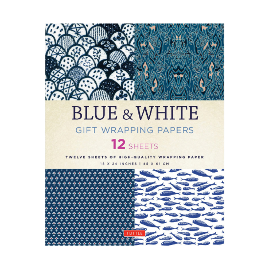 Tuttle - Blue & White Gift Wrapping Paper (Set of 12)