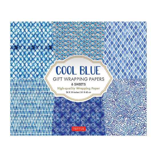 Tuttle - Cool Blue Gift Wrapping Paper (Set of 6)