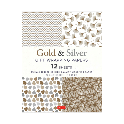 Tuttle - Gold & Silver Gift Wrapping Paper (Set of 12)