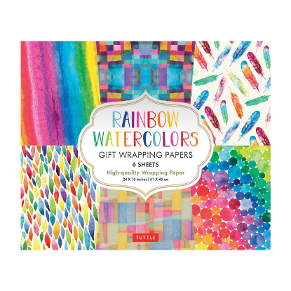 Tuttle - Rainbow Watercolors Gift Wrapping Paper (Set of 6)