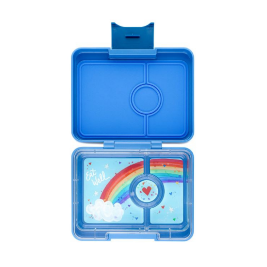 Yumbox Snack Sky Blue (with Rainbow Tray & Cloud Print Lid)