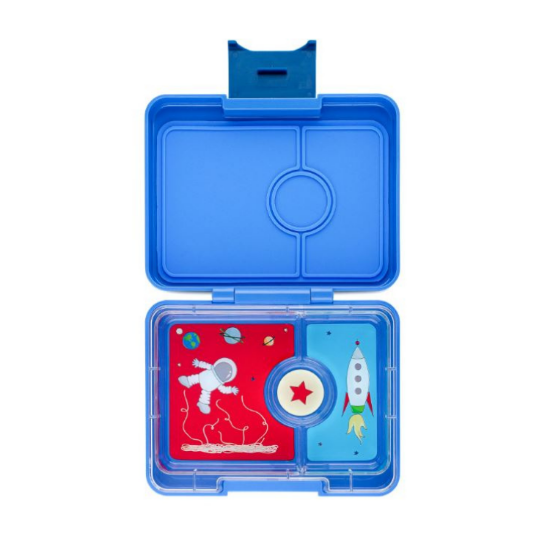 Yumbox Snack True Blue (with Rocket Print Tray and Lid)