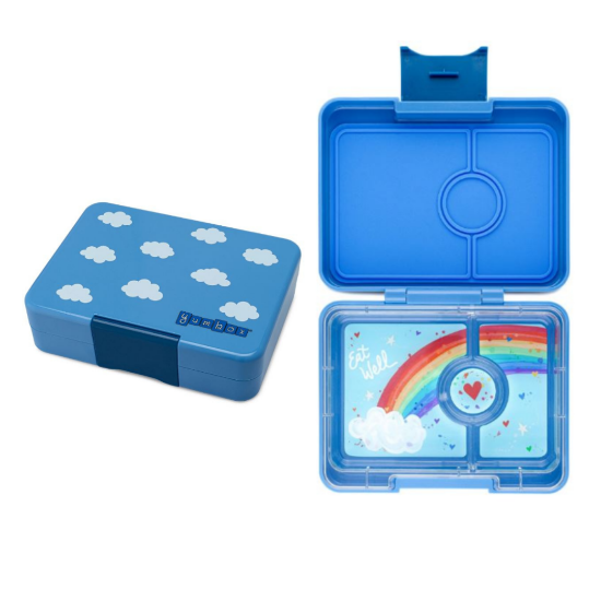 Yumbox Snack Sky Blue (with Rainbow Tray & Cloud Print Lid)