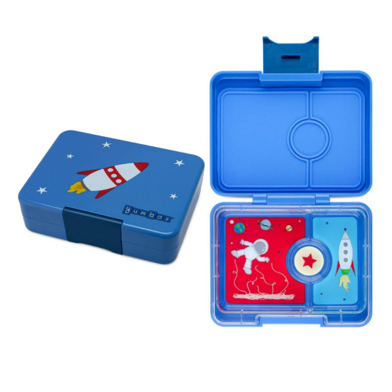 Yumbox Snack True Blue (with Rocket Print Tray and Lid)