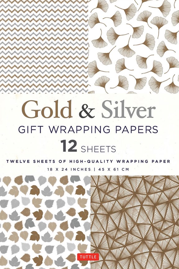 Tuttle Gold & Silver Gift Wrapping Paper (Set of 12)