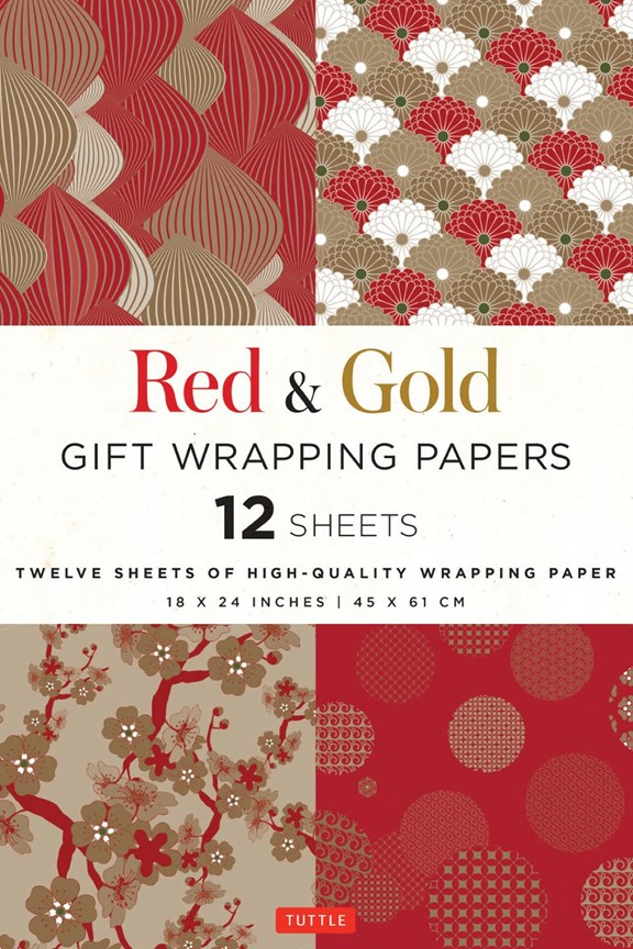 Tuttle - Red & Gold Gift Wapping Paper (Set of 12)