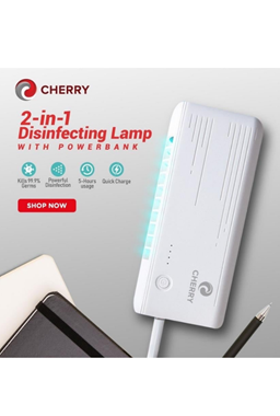 Cherry Home 2-in-1 Disinfecting Lamp with Power Bank White