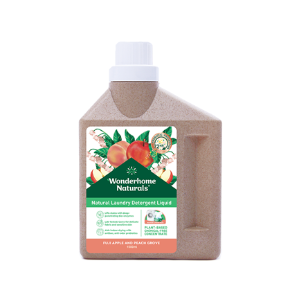 Wonderhome Naturals Natural Laudry Detergent Liquid - Fuji Apple and Peach Grove 1500ml