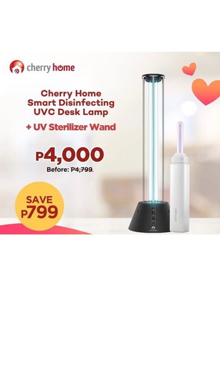 Cherry Home Smart Disinfecting UVC Desk Lamp + UV Sterilizer Wand