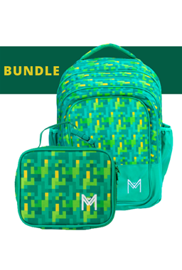 Montiico  Bundle - Backpack + Mini Insulated Lunch Bag Pixels