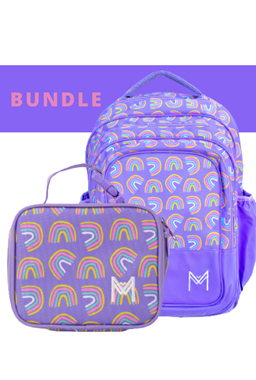 Montiico  Bundle - Backpack + Mini Insulated Lunch Bag Rainbows