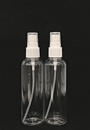 Bright Bottles - 100ml Set of 2 Pet Cylindrical Clear Spray