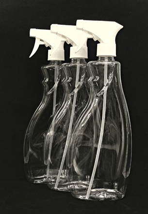 Bright Bottles - 750ml Set of 3 Pet Clear Glass Cleaner Bottle Trigger Spray