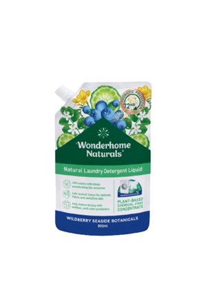 Wonderhome Naturals Natural Laundry Detergent Liquid Eco Pouch - Wildberry and Seaside Botanicals 800ml