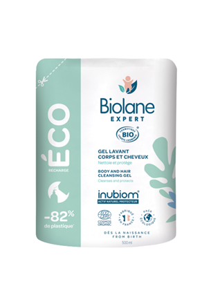 Biolane Expert BIO 2 in 1 Hair & Body Cleansing Gel 500ml Eco-Refill