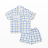 Slip to Sleep Classic Collection Cotton Satin - Blue Grids (Shorts)