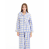  Long Sleeve & Pants Collection Cotton Satin - Blue Grids